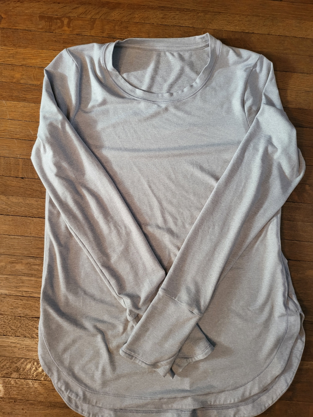 Athleta Light Heather Gray Long Sleeve Scoop Tee